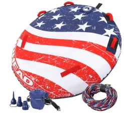 Airhead Stars & Stripes Kit | 1 Rider Towable Tube, Pump, Rope for Boating